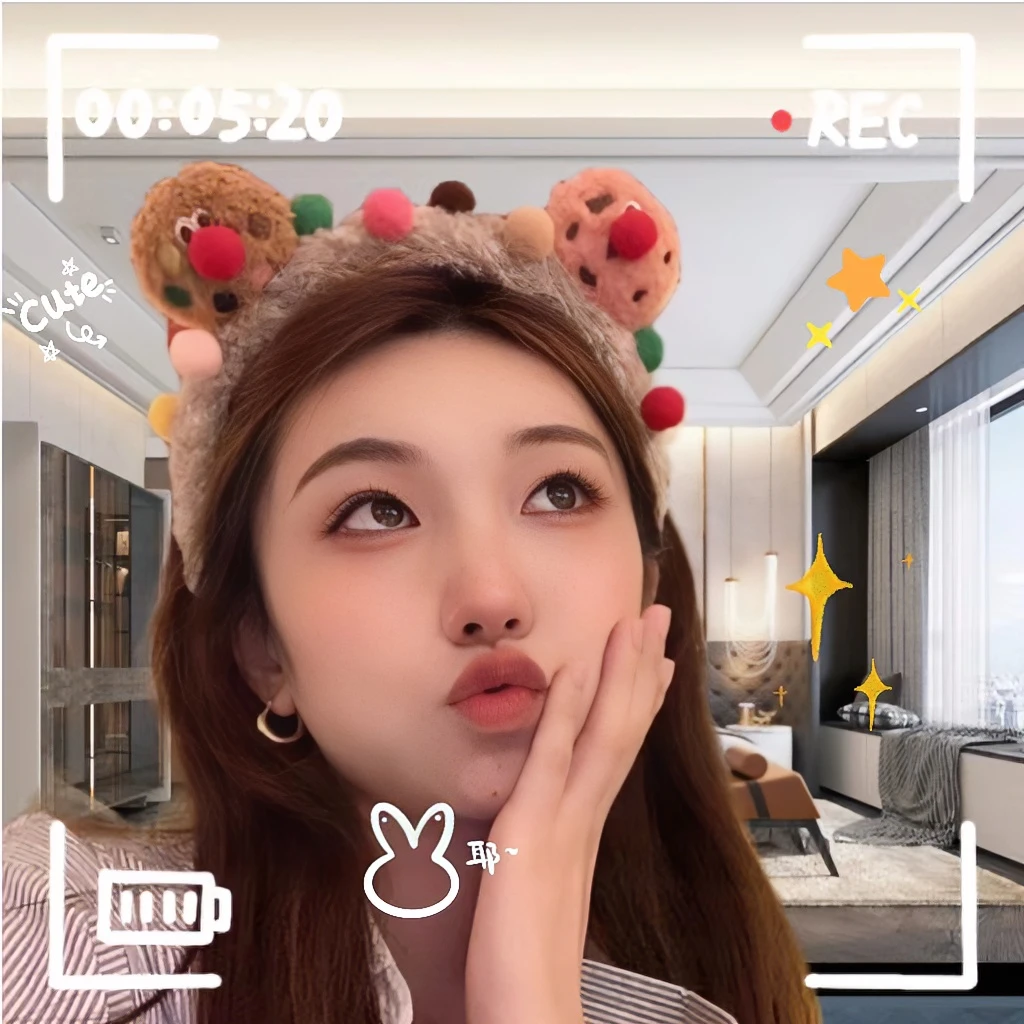 超萌丑萌曲奇饼干小丑毛绒绒发箍女冬季卡通可爱洗脸化妆头箍发饰