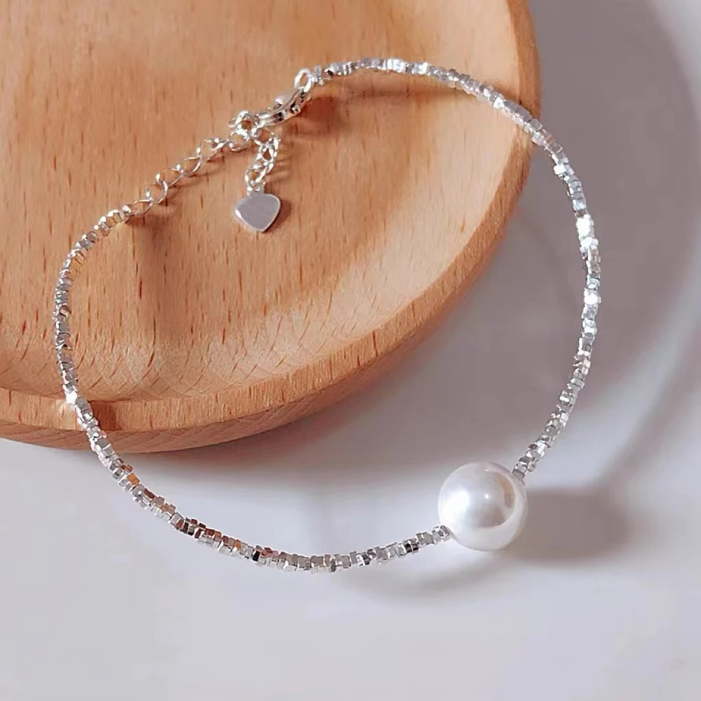 足银仿珍珠手链 足银手链气质轻奢时尚搭经典精致碎银几两纯银990