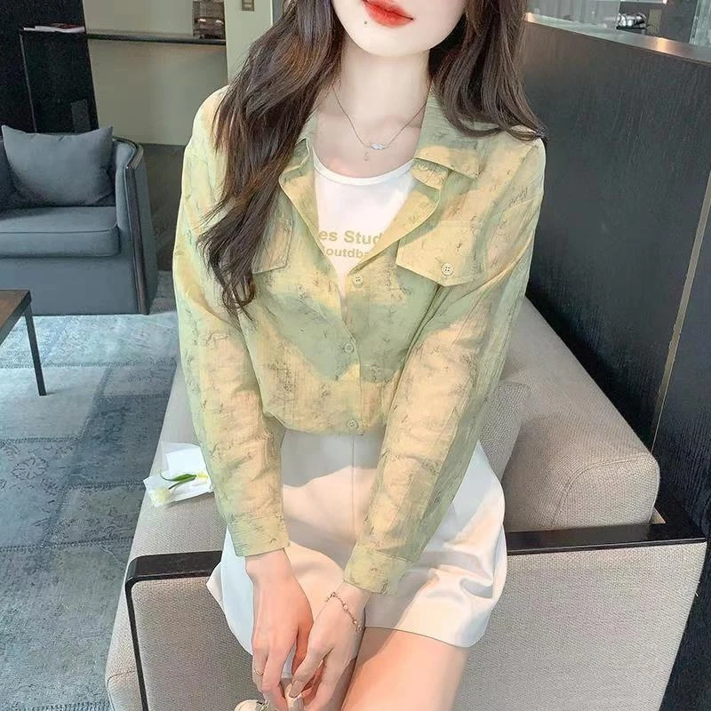 夏新款设计感休闲气质长袖二件套衬衣6115款（衬衣+打底）