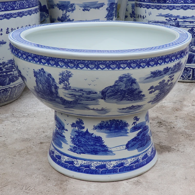 花太祖景德镇陶瓷缸落地立柱式客厅大号吸水石盆缸睡莲碗莲盆庭院