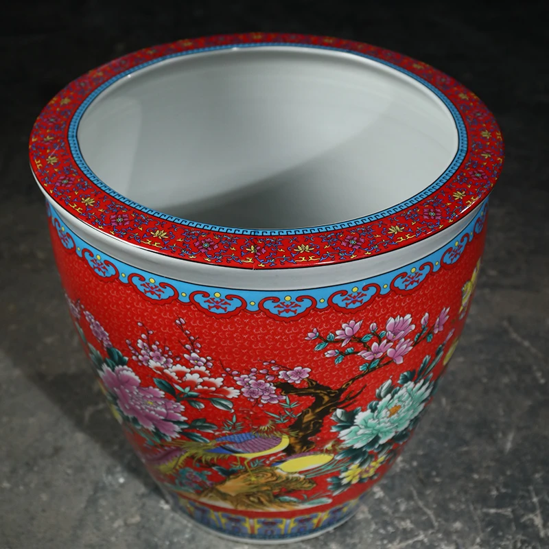 加高陶瓷古法金鱼缸养荷花睡莲盆水缸老式室外庭院客厅摆件书画缸