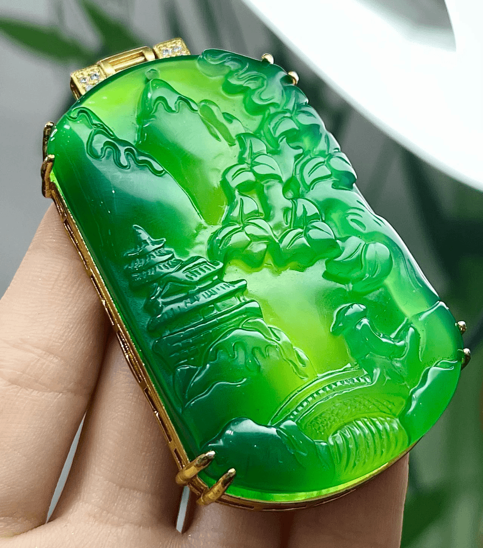 【百泰珠宝】天然帝王绿玛瑙山水牌（多样性发货）