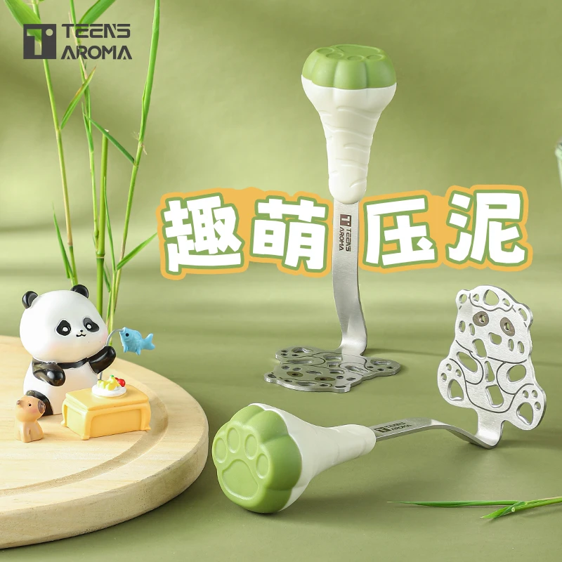 特恩斯熊猫土豆压泥器家用婴儿辅食按压捣碎器不锈钢捣泥器