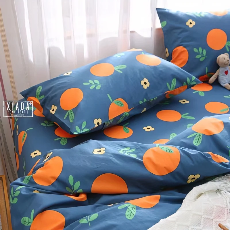 【谦禄优选】--新款纯棉被罩-橙心橙意