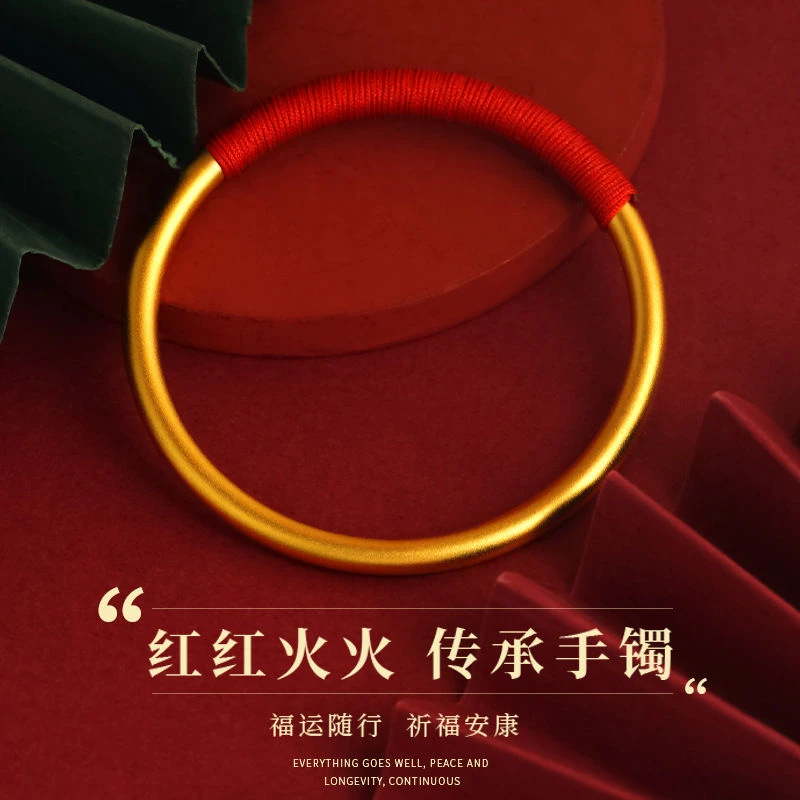 铜合金手镯 古法传承金色手镯 久不掉色女防送妈妈老年人经典时尚