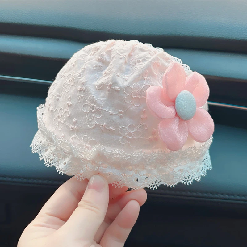 新生婴儿囟门帽子春夏薄款女宝宝护卤门蕾丝花边女婴纯棉护头