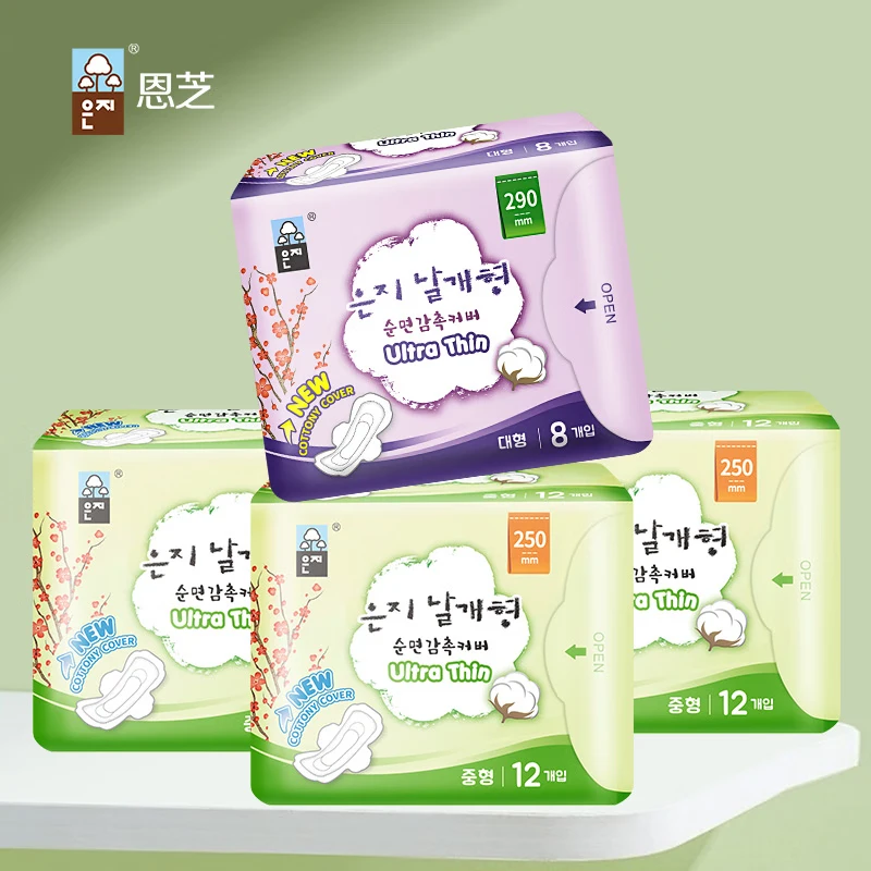 恩芝韩国进口日夜组合卫生巾4包44片棉柔超薄日用夜用透气组合装