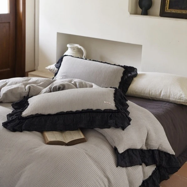 法式复古全棉水洗云绉色织提花棉纱款四件套（可可妮）