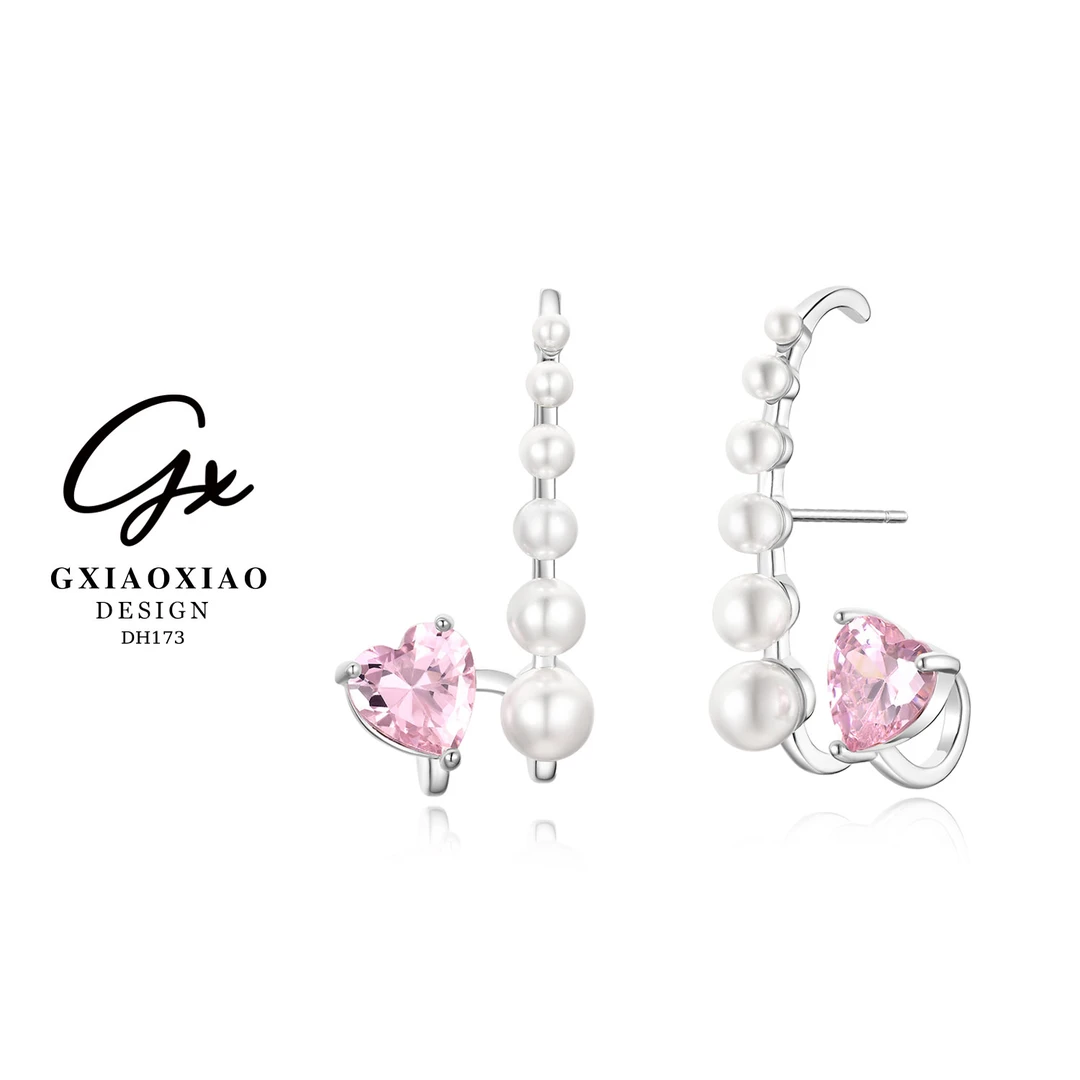 铜合金合成锆石耳饰 GXX 设计师款气质精致爱心耳环 DH173