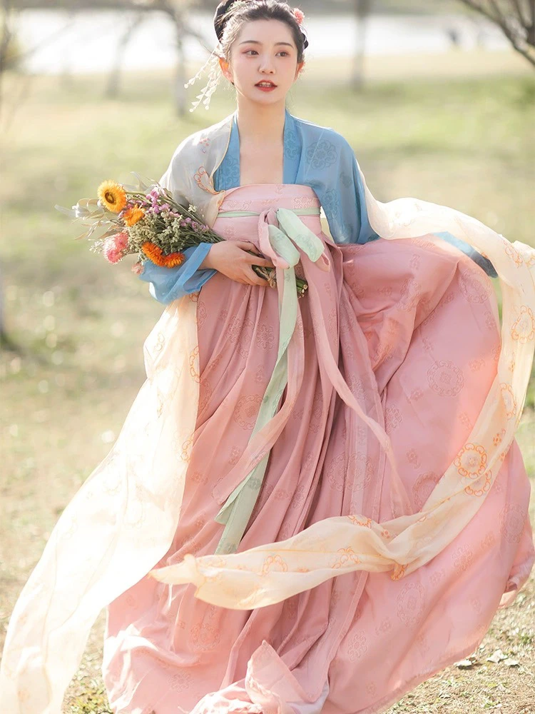 潇潇拂露原创汉服女正品唐制齐胸襦裙复原款衫裙超仙夏白菜春夏