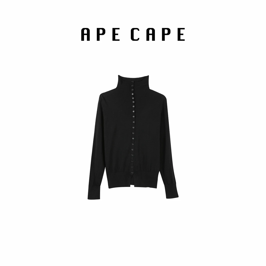 APE CAPE【堆堆】极简时尚百搭显气质羊毛混纺堆堆领长袖针织衫
