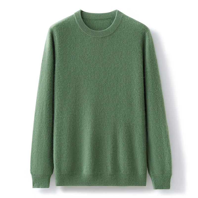 秋冬男士虚提加厚圆领100%山羊绒衫休闲时尚套头纯羊绒毛衣针织衫