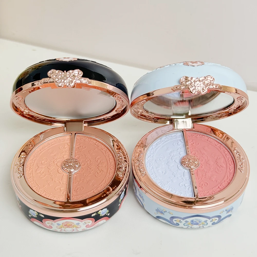 花知晓蝴蝶云肩系列胭脂盒双色腮红01胭脂雪05梨花木便携