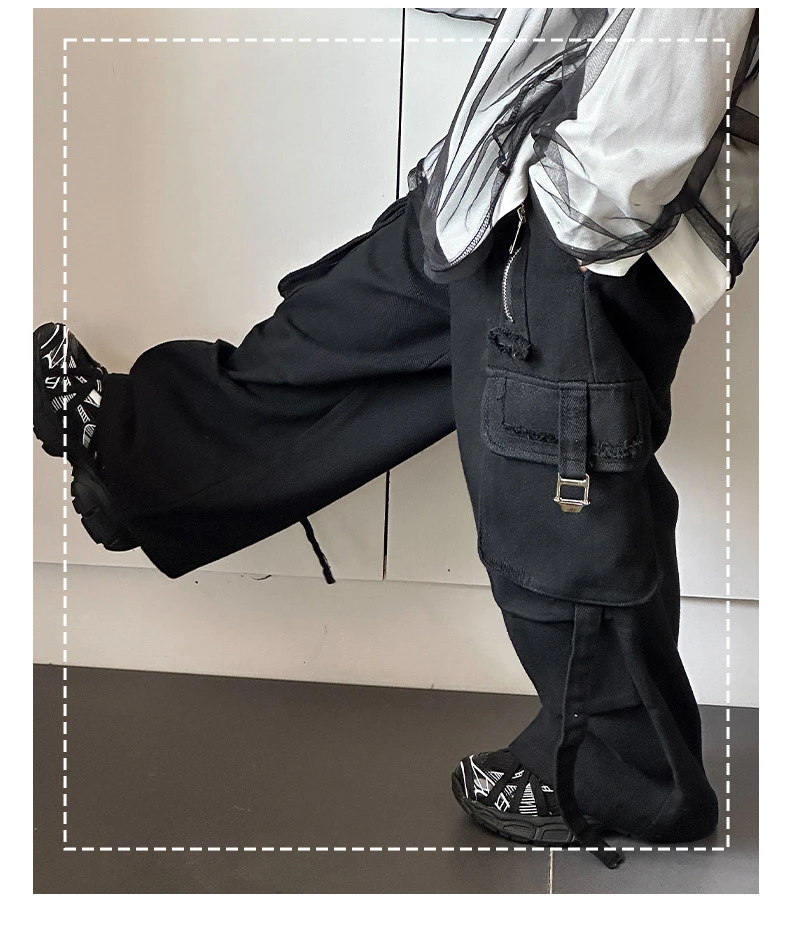 in 爱：qm春季儿童百搭个性工装裤男童韩版宽松洋气大口袋长裤68