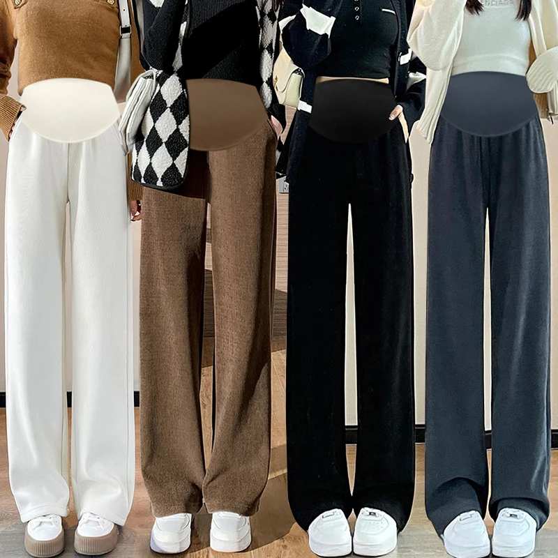 2025高货孕妇阔腿裤秋冬款外穿大码直筒裤冬季加绒加厚宽松拖地裤
