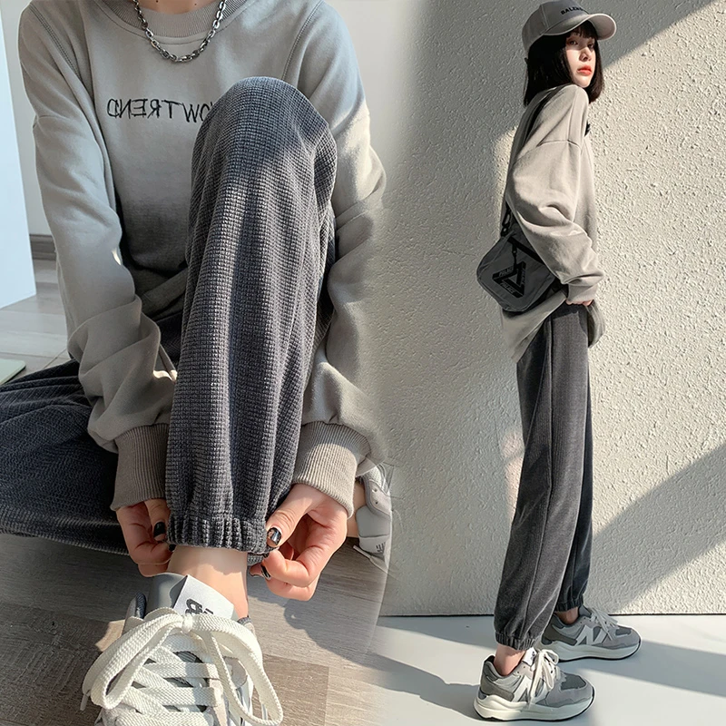 2024高货孕妇裤子秋冬季外穿大码卫裤冬季加绒加厚宽松休闲运动裤