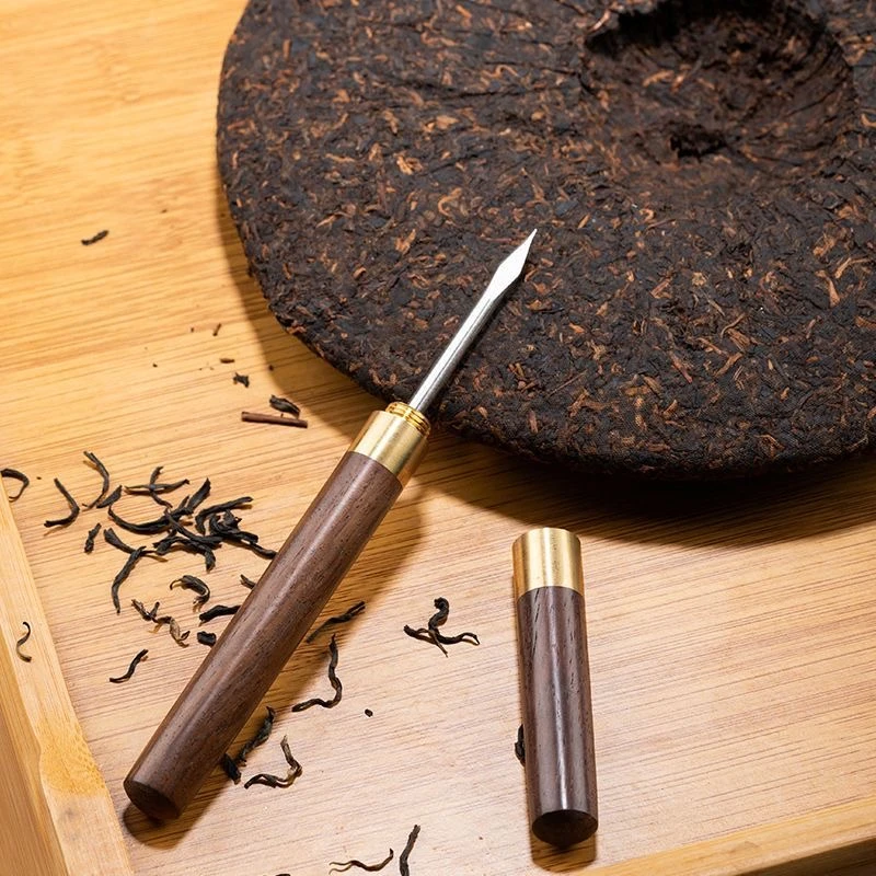 大小号黑檀茶针花梨木普洱黑檀木茶刀茶针不锈钢普洱黑茶茶刀茶锥
