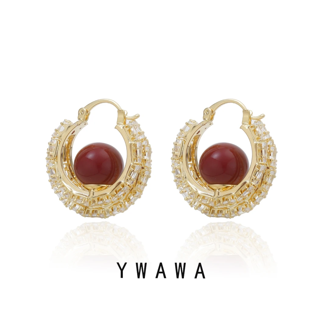 铜合金耳饰 1490珠光宝器气质百搭时尚小众简约素款复古耳环