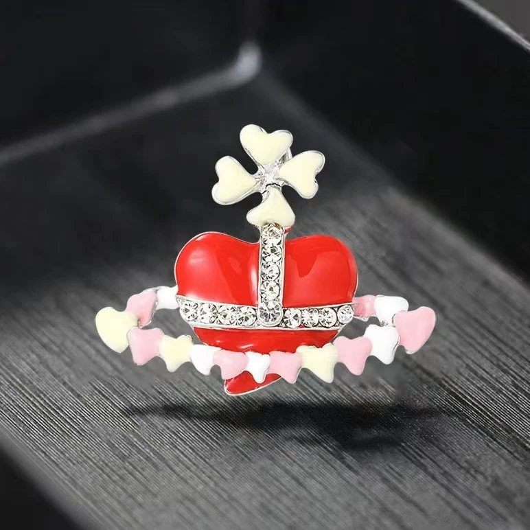 铜合金胸针 小西红色爱心胸针时尚轻奢可爱百搭小众设计师精致