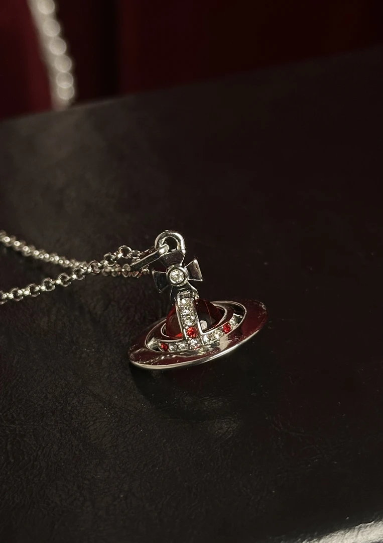 合金项链 小西中号土星银红项链轻奢女王复古时尚百搭简约小众