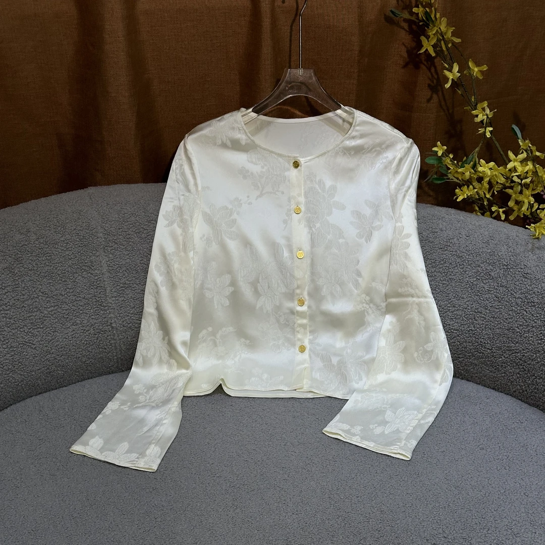 【SHANGLIU】36姆米重磅桑蚕丝花罗提花衬衫HF-666132（508）