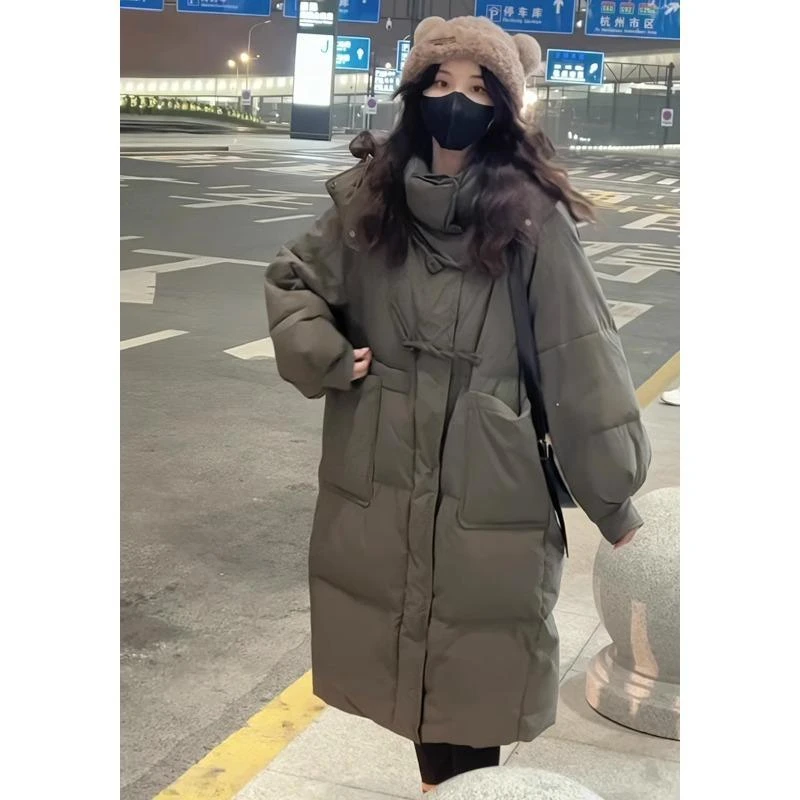 2023新款羽绒服小个子加厚连帽保暖服女冬季新款韩版宽松面包服中