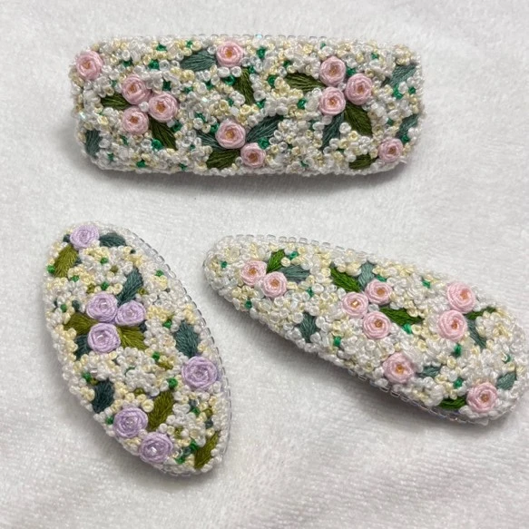 手工制作，刺绣发夹头饰，胸针饰品，手工DIY