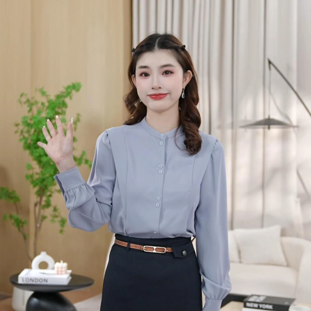 【曼贝】衬衫女长袖设计感2023春季新款时尚宽松衬衣8391032