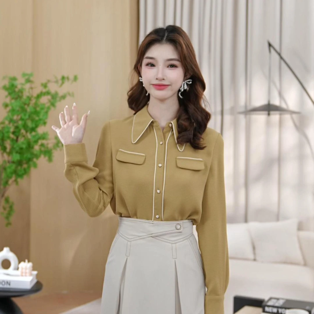 【青梅严选】衬衫女长袖设计感2023春季新款时尚时尚衬衣8293077