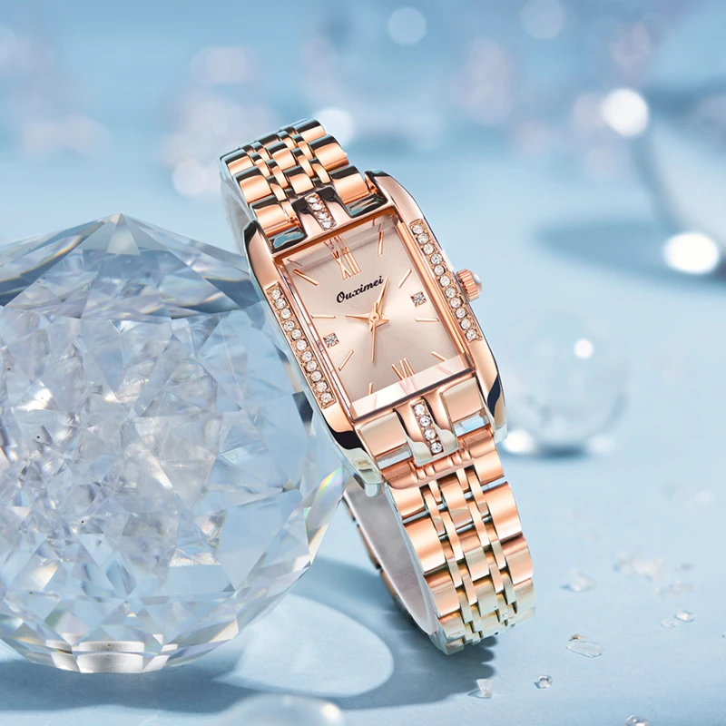 小坦克方形女士石英手表香槟金-6633香槟金