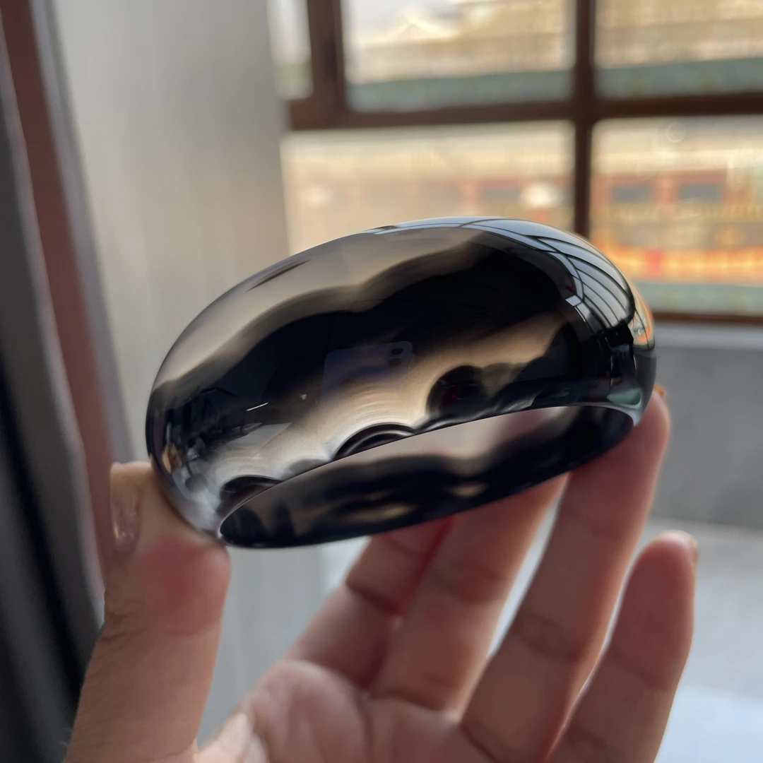 61.8口径天然玛瑙水墨丹青山水画冰透荧光景观手镯（480）