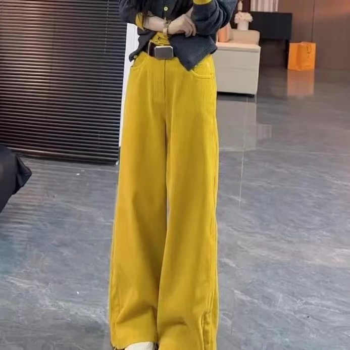 2024秋冬新款时尚百搭灯芯绒休闲裤爆款通勤阔腿裤