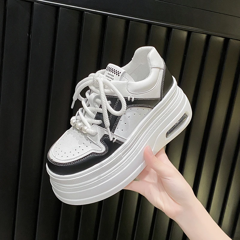 增高8cm厚底小白鞋女2024秋季新款小个子休闲松糕板鞋运动休闲鞋