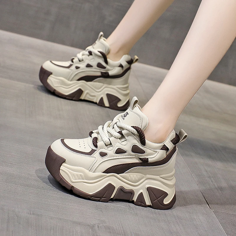 8cm内增高老爹鞋女2024春秋冬新款加绒厚底网红百搭显脚小运动鞋
