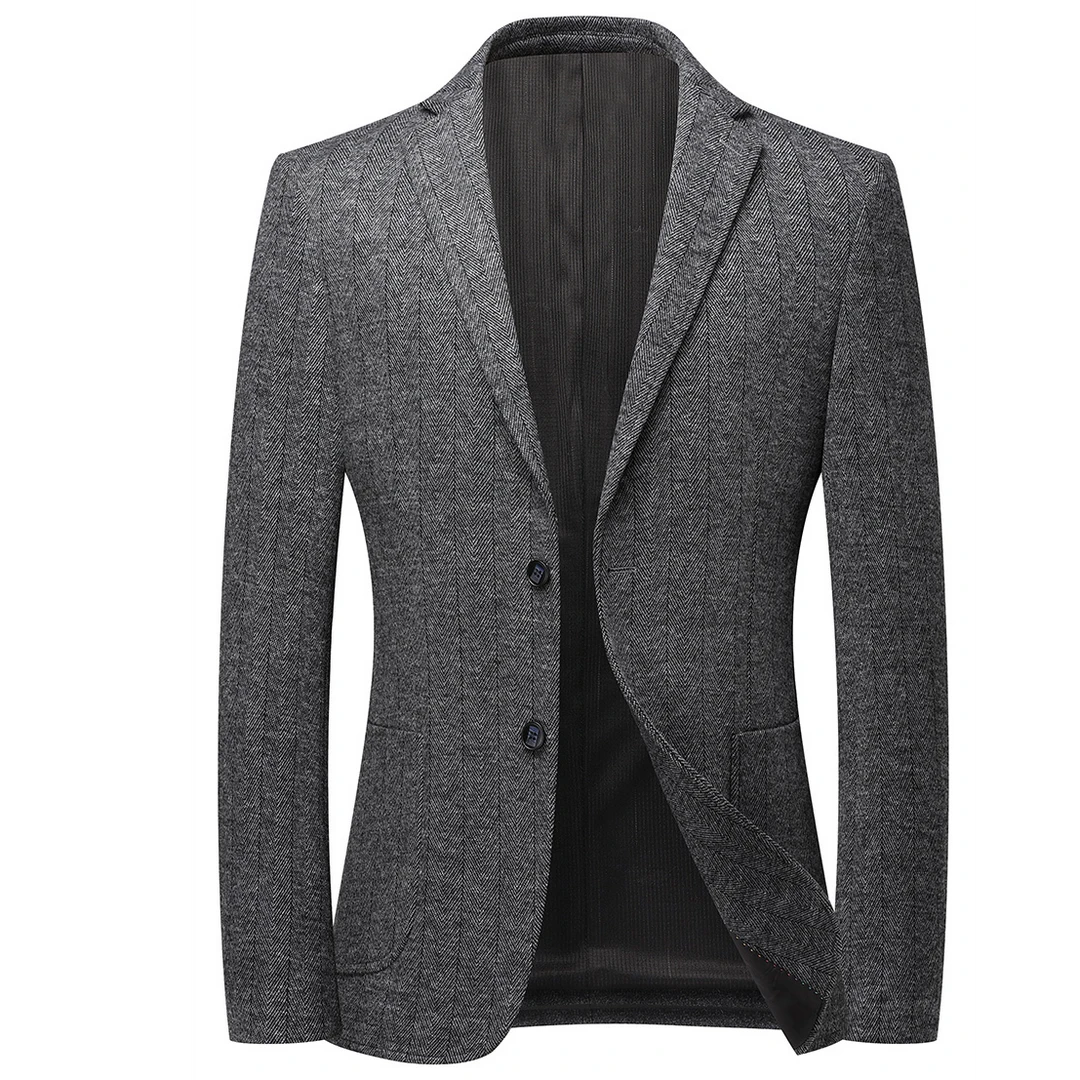 羊毛混纺秋冬季男士西服外套毛昵修身时尚商务休闲中青年潮流上装