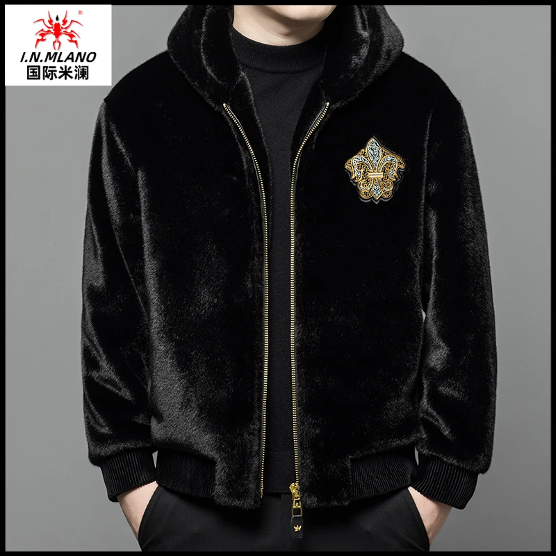 男士轻奢爆款毛呢外套新款中年连帽商务休闲短款加厚秋冬呢子男装