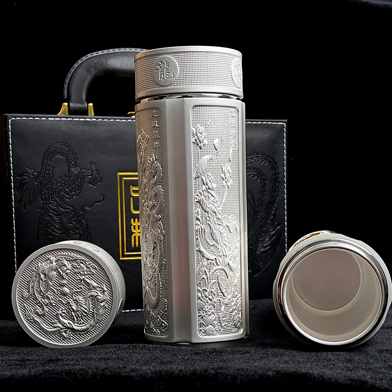 【主播补贴】龙凤呈祥保温杯银离子内胆送人高档礼盒装送礼自用杯子