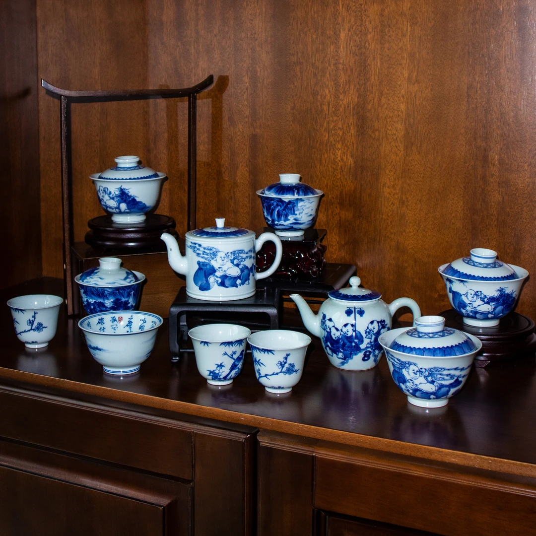 景德镇纯手绘陶瓷中式青花系列茶具