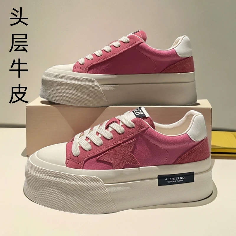 pdmcms夏季低帮女款板鞋时尚百搭春季小众韩版头层牛皮韩版休闲鞋