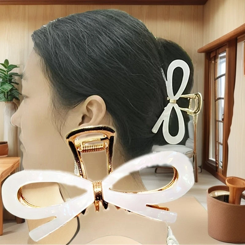 设计感醋酸蝴蝶结抓夹女大号2024新款后脑勺鲨鱼发夹头饰网红时尚