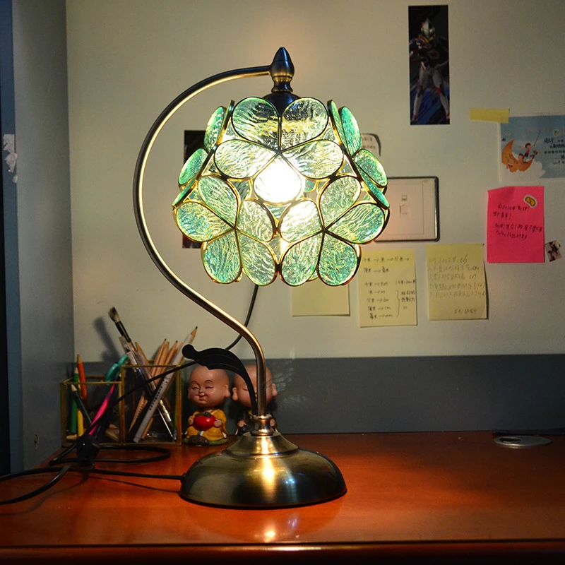 蒂凡尼台灯复古书房书桌工作阅读老上海民国风卧室床头花瓣护眼灯