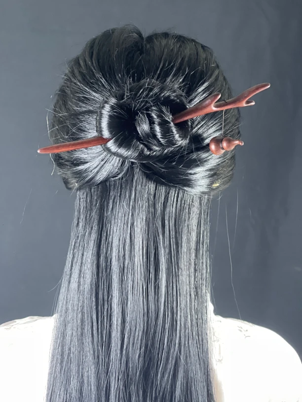 根雕制作   原创紫檀发簪【问道】