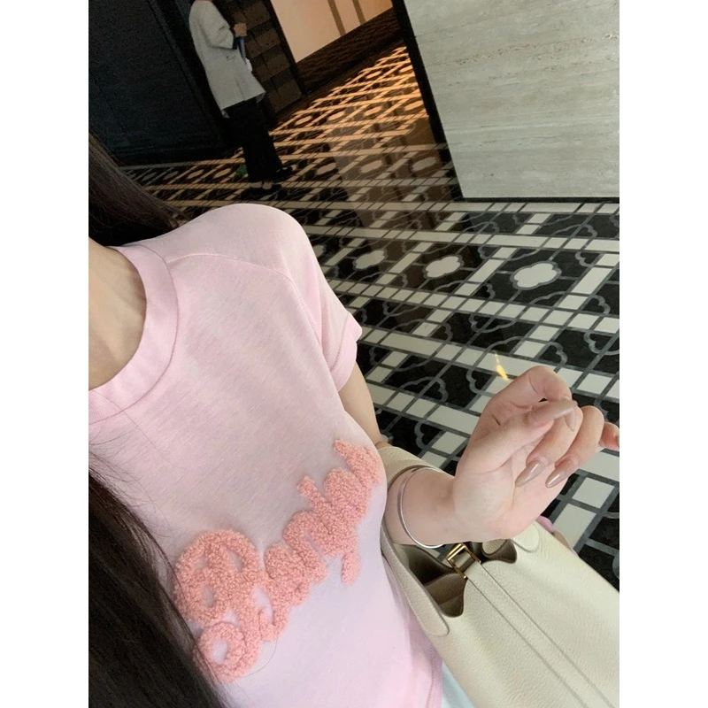 【7折】私服设计师款褶皱小众T恤修身小个子夏季薄款时尚短袖上衣