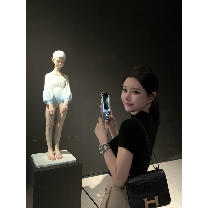 显瘦时尚气质豆豆早安长袖/短袖毛针织衫女春百搭修身黑色打底衫