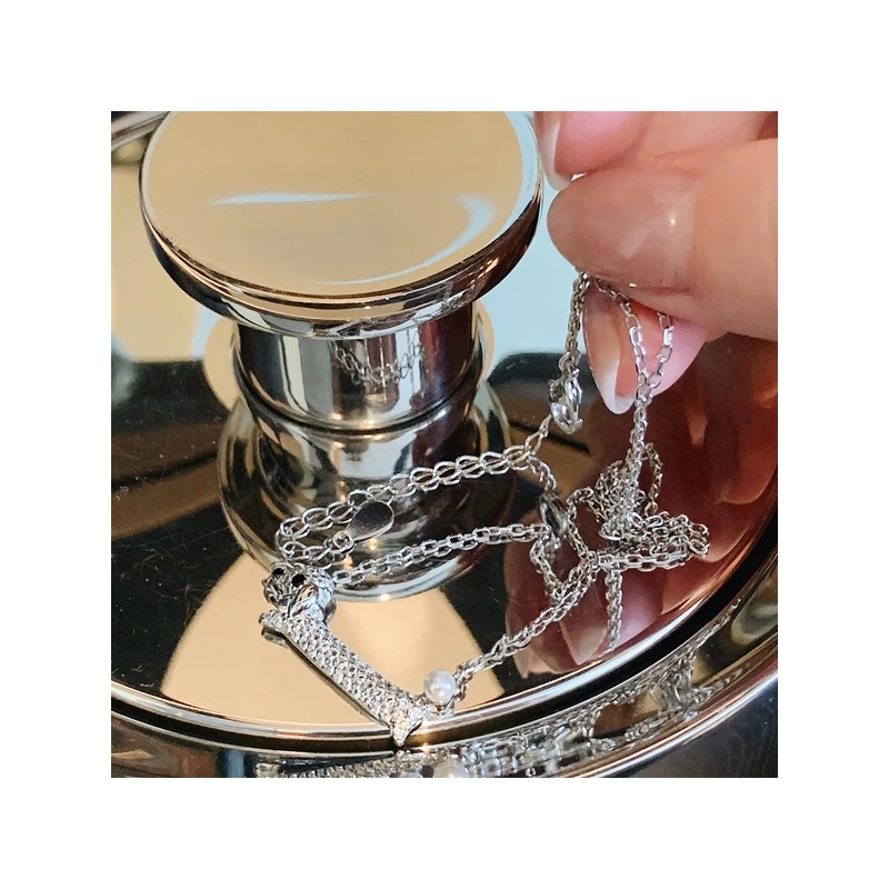 铜合金亚克力项链 豆豆早安水钻珠珠轻奢狗狗项链百搭气质小众
