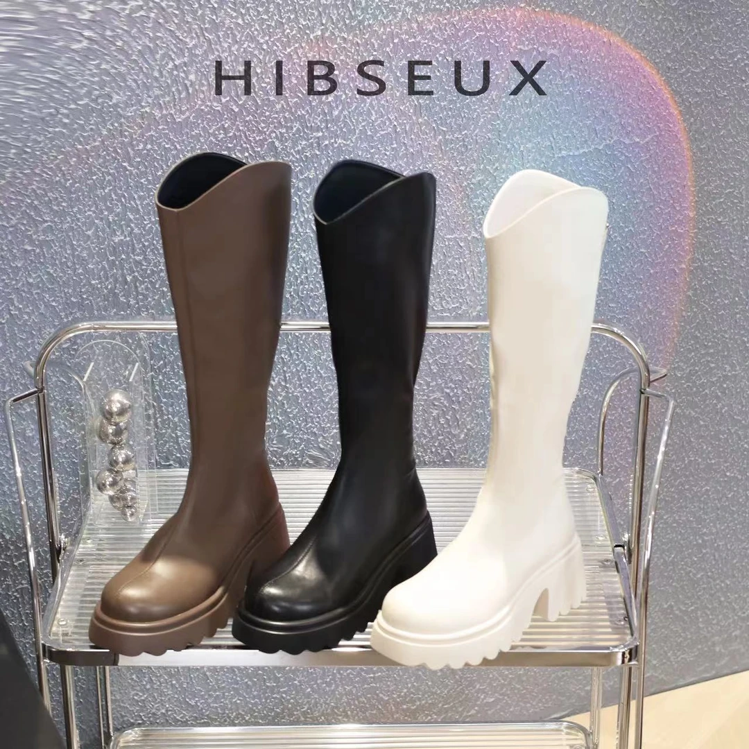 Hibseux/槿奢2023秋冬新款百搭小个子时尚长筒女士瘦瘦靴23-760