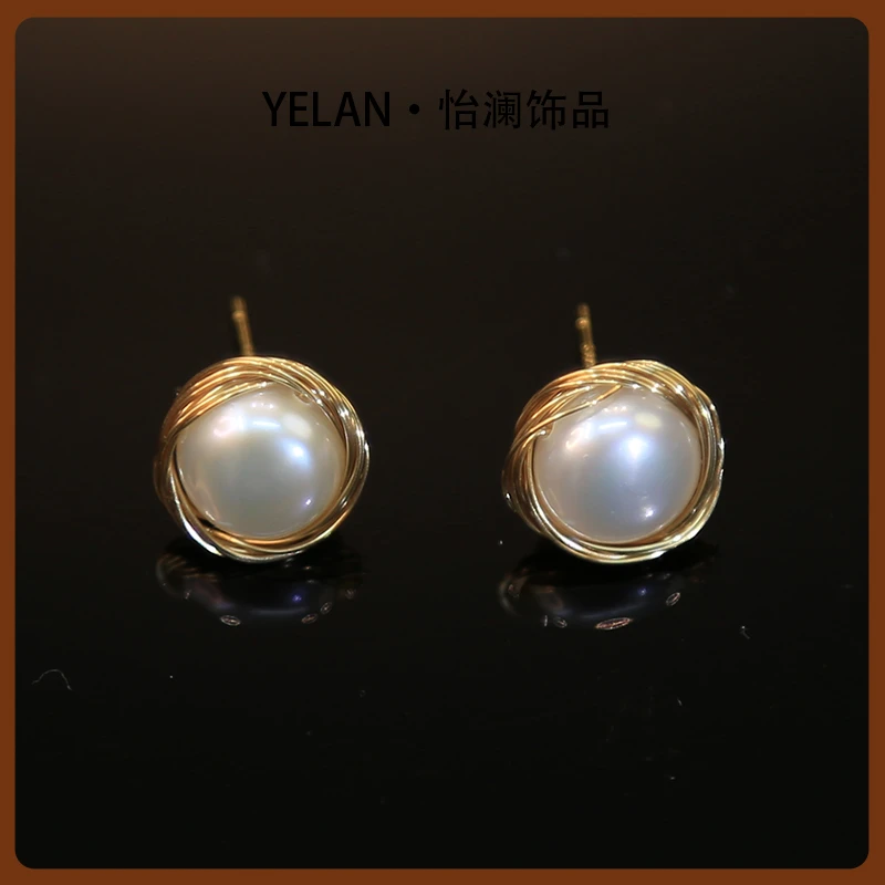 铜合金耳饰 【YILEN 怡澜】时尚气质珠珠耳钉~9155