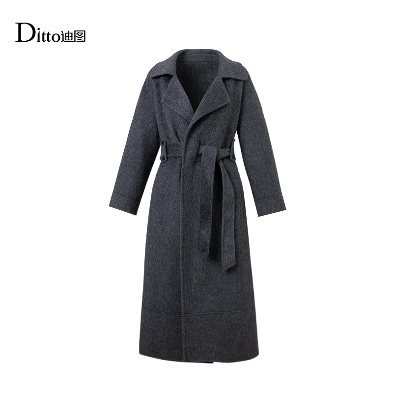 秋冬气质简约大气宽松版型时尚长款双面呢羊绒外套呢大衣GVDR511