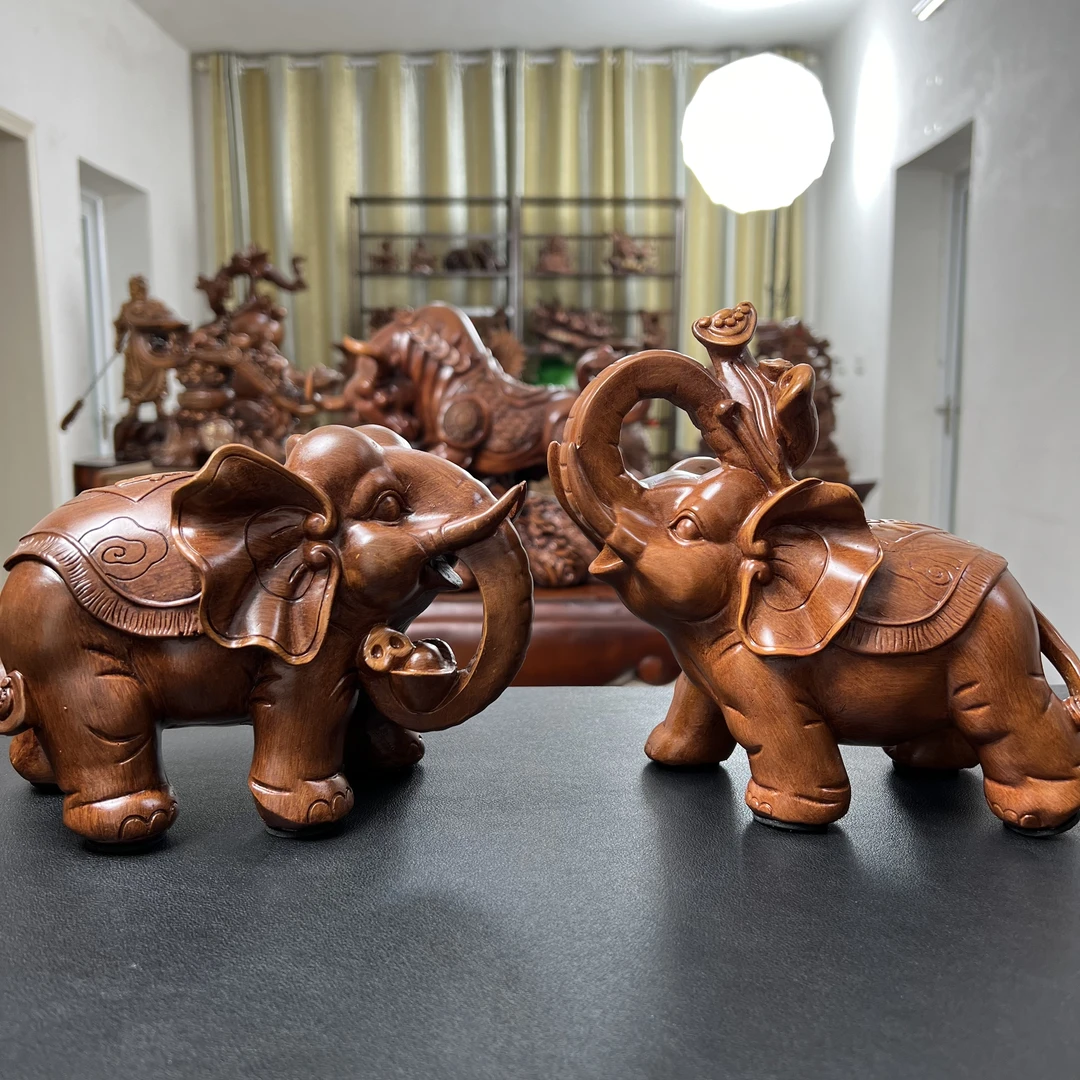 新中式手工财福小象创意办公室桌面玄关书房电视柜摆件乔迁送礼品