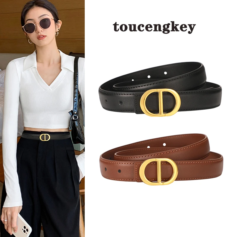 女士复古皮带牛皮裤腰带潮流百搭感西装简约真皮黑色牛仔裤新款